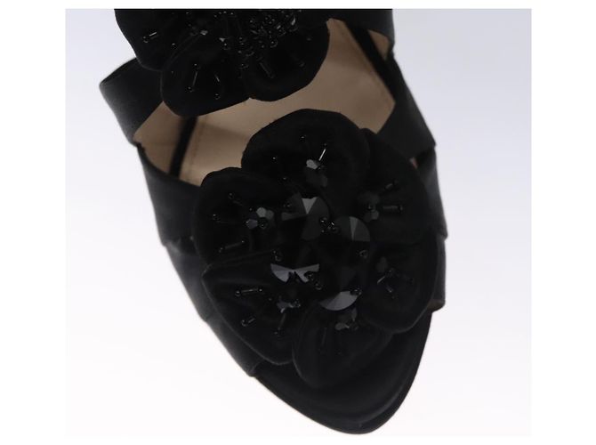 PRADA Tacchi alti Seta 37 1/2 Nero Auth ac3535 - vista 27