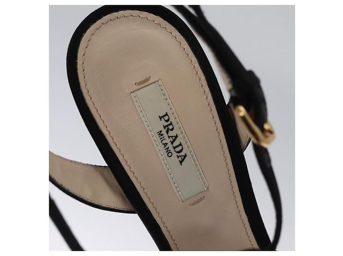 PRADA Tacchi alti Seta 37 1/2 Nero Auth ac3535 - vista 29