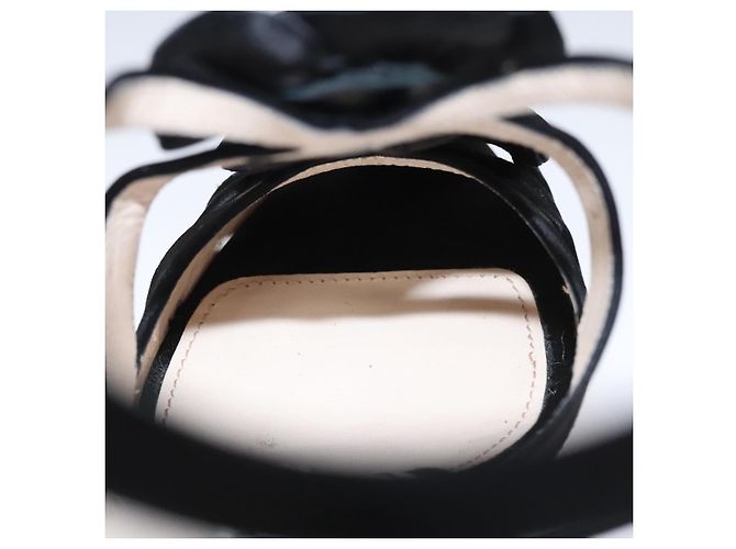 PRADA Tacchi alti Seta 37 1/2 Nero Auth ac3535 - vista 30