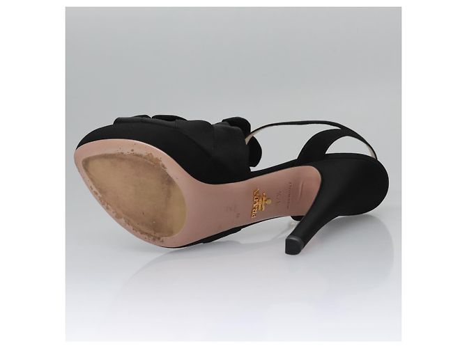 PRADA Tacchi alti Seta 37 1/2 Nero Auth ac3535 - vista 7