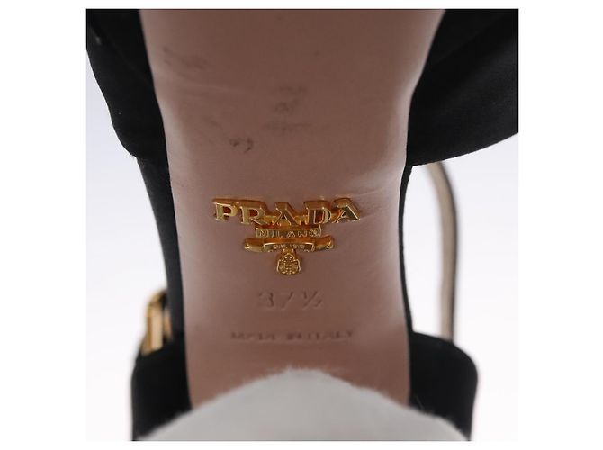 PRADA Tacchi alti Seta 37 1/2 Nero Auth ac3535 - vista 9