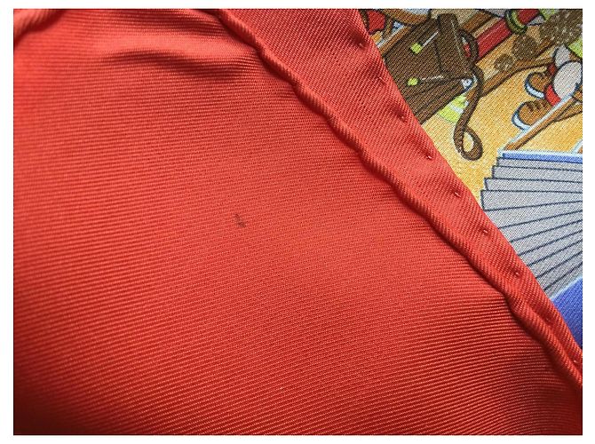 Sublime lenço Hermès intitulado 'Les triplés' com sua caixa - muito raro e procurado Laranja - vista 7