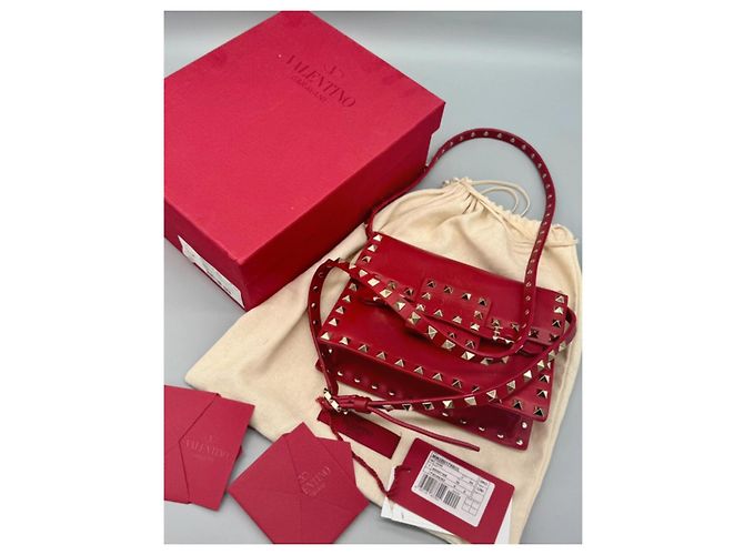 Borsa a mano Valentino Garavani Rockstud in pelle rossa Rosso - vista 2
