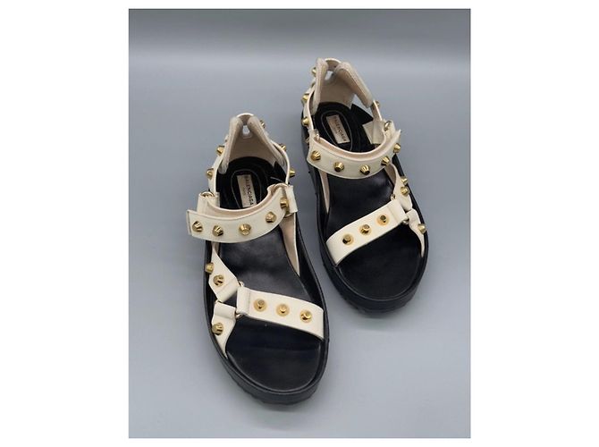 Sandali Balenciaga in pelle bianca con borchie Bianco - vista 2