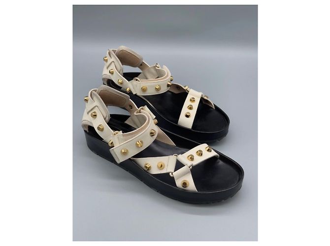 Sandali Balenciaga in pelle bianca con borchie Bianco - vista 3