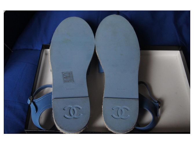Espadrillas Chanel in pelle blu - vista 7
