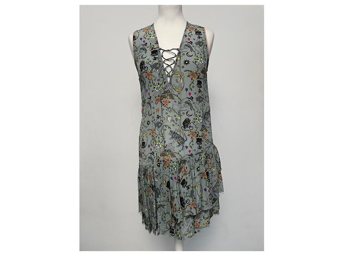 Zadig & Voltaire Kleid Circus Print Viskose Blau Grau Mehrfarben - Ansicht 5