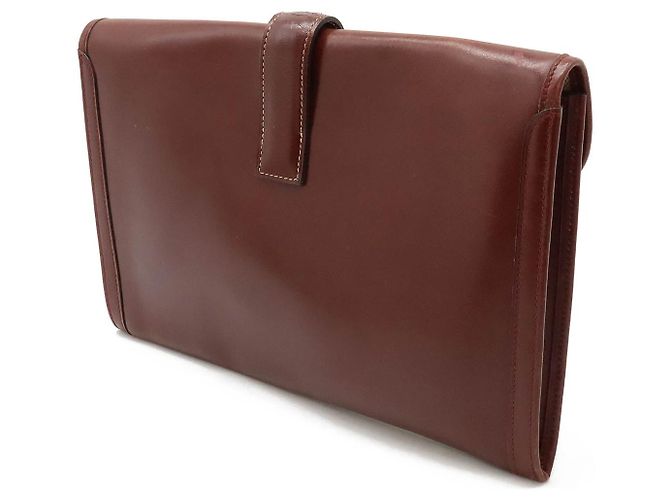 Hermès Clutch in pelle Hermes Jige PM Marrone - vista 2