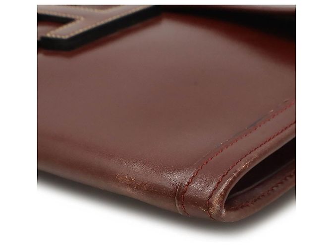 Hermès Clutch in pelle Hermes Jige PM Marrone - vista 3