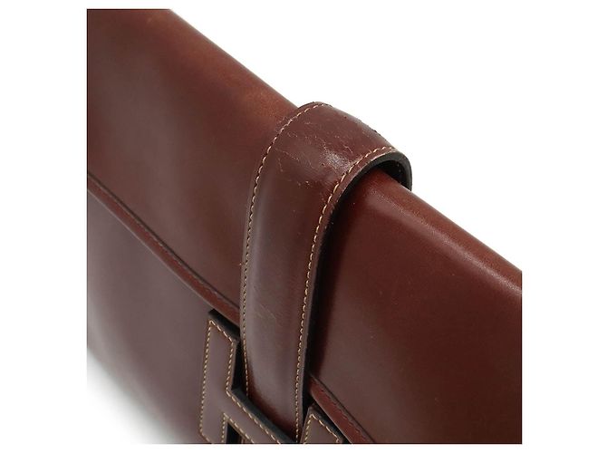 Hermès Clutch in pelle Hermes Jige PM Marrone - vista 6
