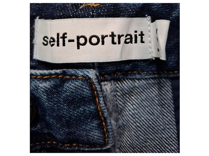 Self portrait Jeans de pierna acampanada en denim azul de algodón Self-Portrait Azul claro - vista 3