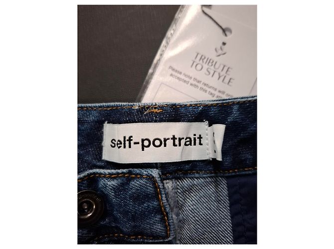 Self portrait Jeans de pierna acampanada en denim azul de algodón Self-Portrait Azul claro - vista 6