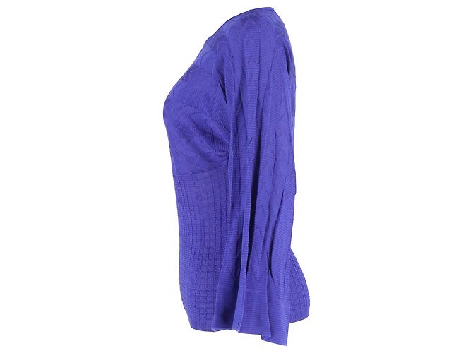 Top a maniche 3/4 M Missoni in lana blu - vista 2