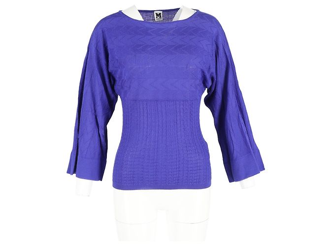 Top a maniche 3/4 M Missoni in lana blu - vista 4