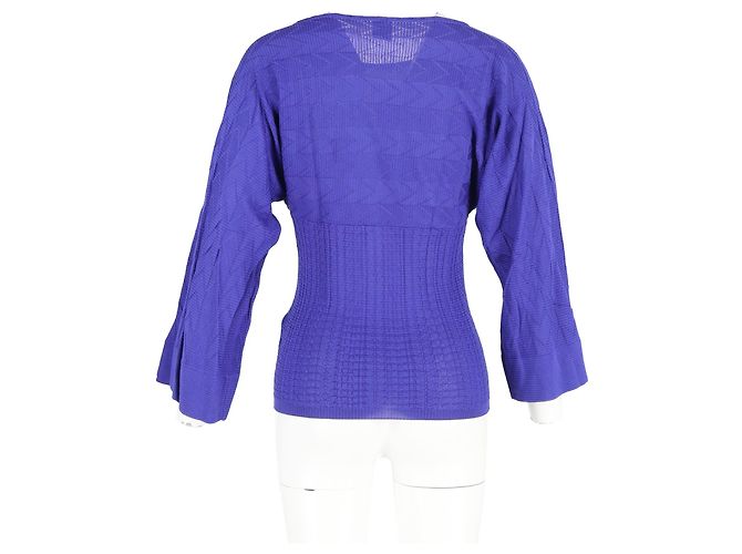 Top a maniche 3/4 M Missoni in lana blu - vista 6