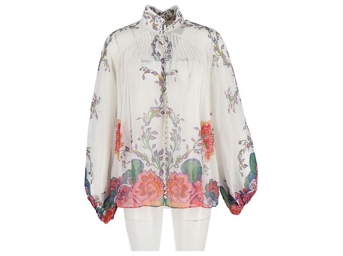 Blusa Blouson Lovestruck de Zimmermann en algodón crema Blanco Crudo - vista 4