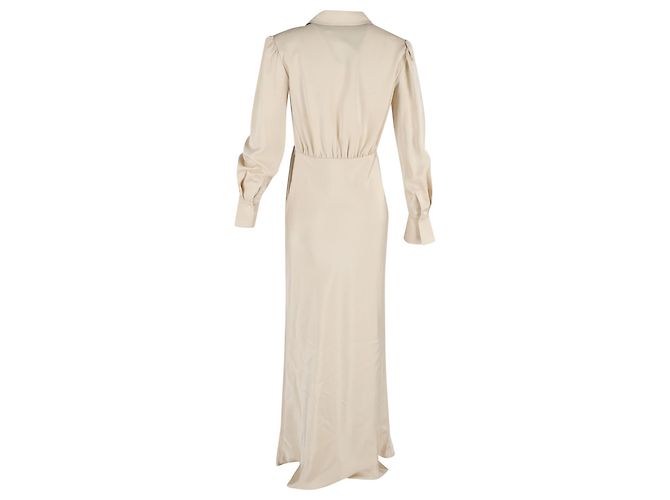 Self portrait Vestido maxi em cetim creme com design bordado da Self-Portrait Branco Cru - vista 3