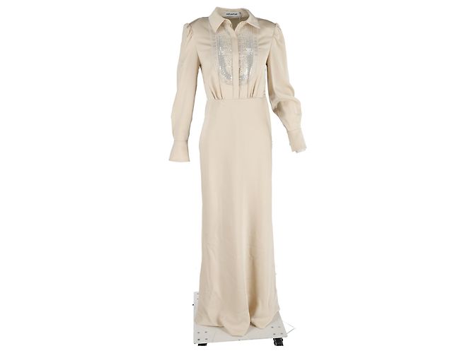 Self portrait Vestido maxi em cetim creme com design bordado da Self-Portrait Branco Cru - vista 4