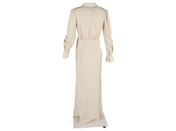 Self portrait Vestido maxi em cetim creme com design bordado da Self-Portrait Branco Cru - vista 6