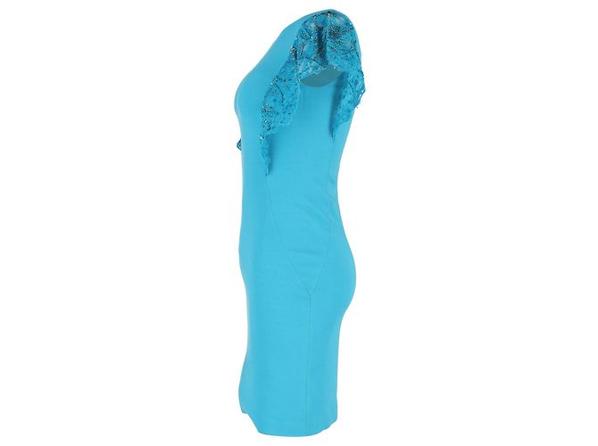 Emilio Pucci Kleid mit Flatterärmeln aus türkisem Polyester - Ansicht 2