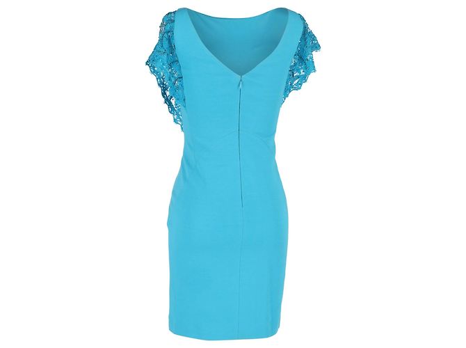 Emilio Pucci Kleid mit Flatterärmeln aus türkisem Polyester - Ansicht 3