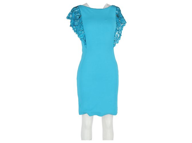 Emilio Pucci Kleid mit Flatterärmeln aus türkisem Polyester - Ansicht 4