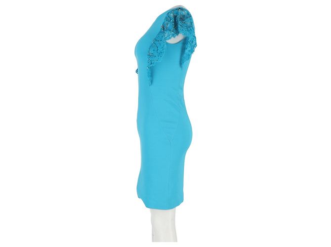 Emilio Pucci Kleid mit Flatterärmeln aus türkisem Polyester - Ansicht 5