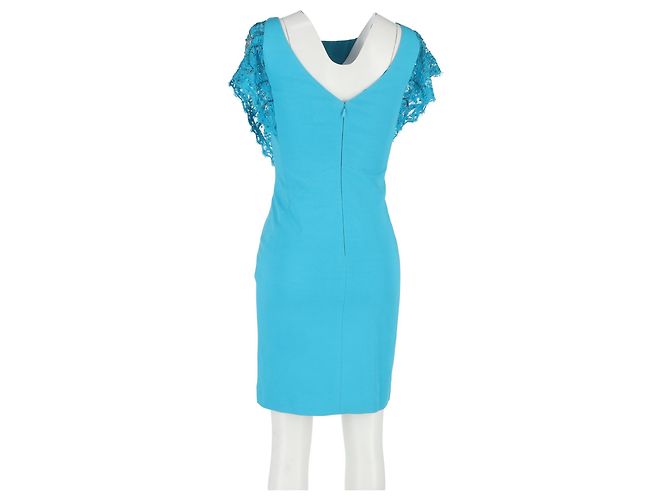 Emilio Pucci Kleid mit Flatterärmeln aus türkisem Polyester - Ansicht 6