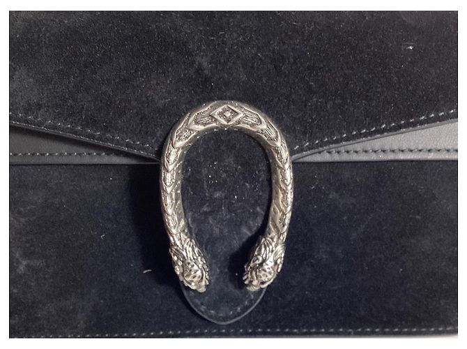 Borsa a Spalla Gucci Mini Dionysus in Pelle Scamosciata Nera Nero - vista 13