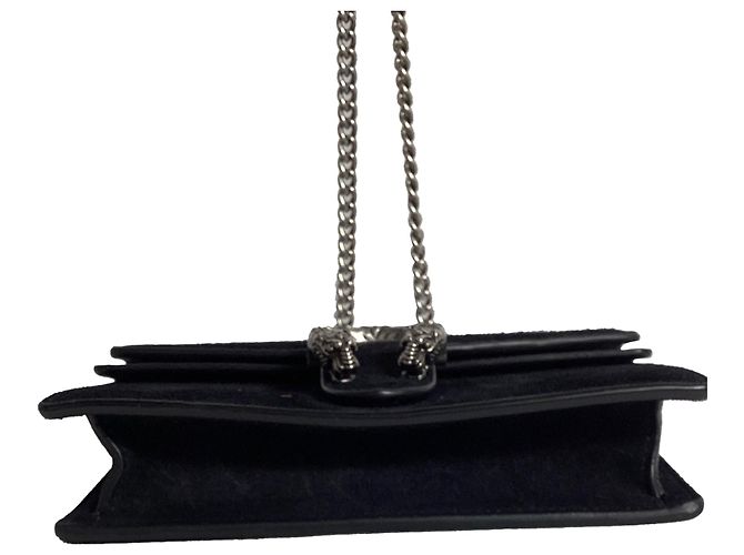 Borsa a Spalla Gucci Mini Dionysus in Pelle Scamosciata Nera Nero - vista 4