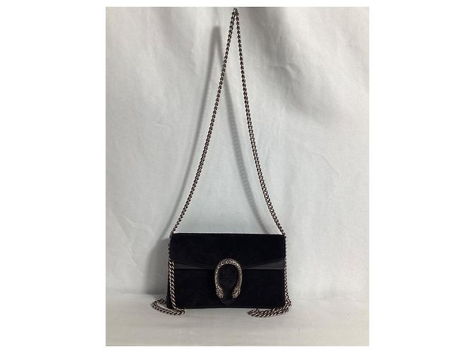 Borsa a Spalla Gucci Mini Dionysus in Pelle Scamosciata Nera Nero - vista 8