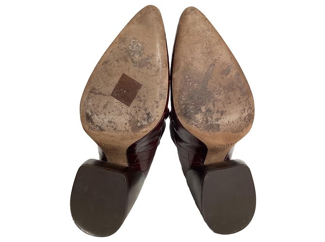 Botines de cuero marrón con estampado de cocodrilo Chloé Wave Castaño Roja - vista 6