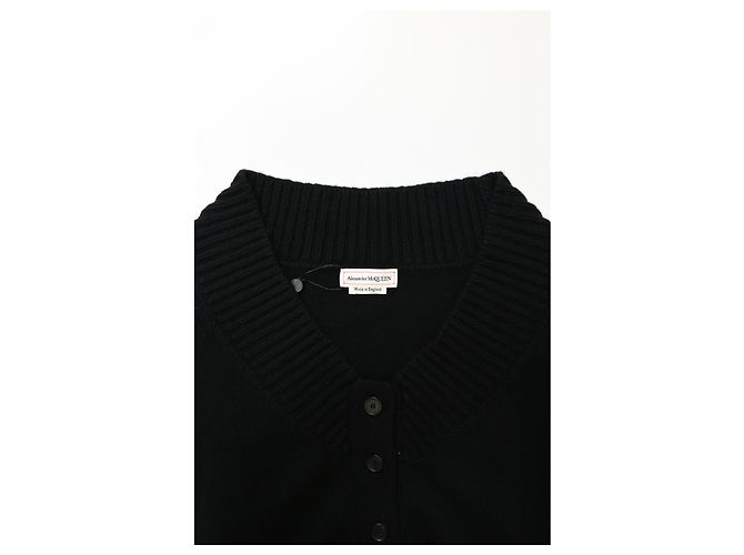 Weit geschnittene V-Ausschnitt-Cardigan von Alexander McQueen aus schwarzer Wolle - Ansicht 10