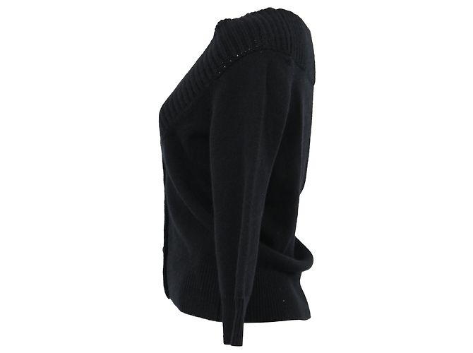 Weit geschnittene V-Ausschnitt-Cardigan von Alexander McQueen aus schwarzer Wolle - Ansicht 2