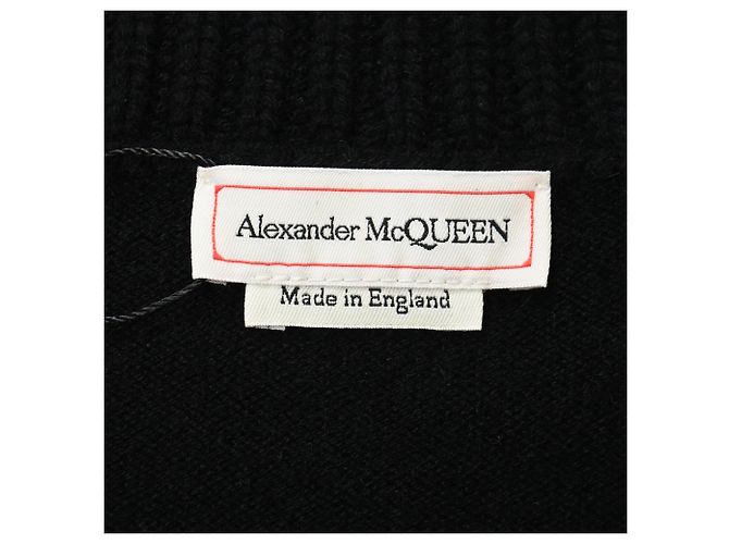 Weit geschnittene V-Ausschnitt-Cardigan von Alexander McQueen aus schwarzer Wolle - Ansicht 4