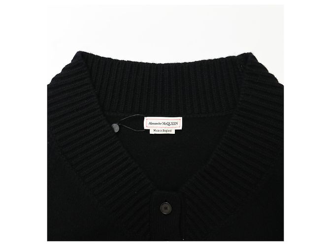 Weit geschnittene V-Ausschnitt-Cardigan von Alexander McQueen aus schwarzer Wolle - Ansicht 5