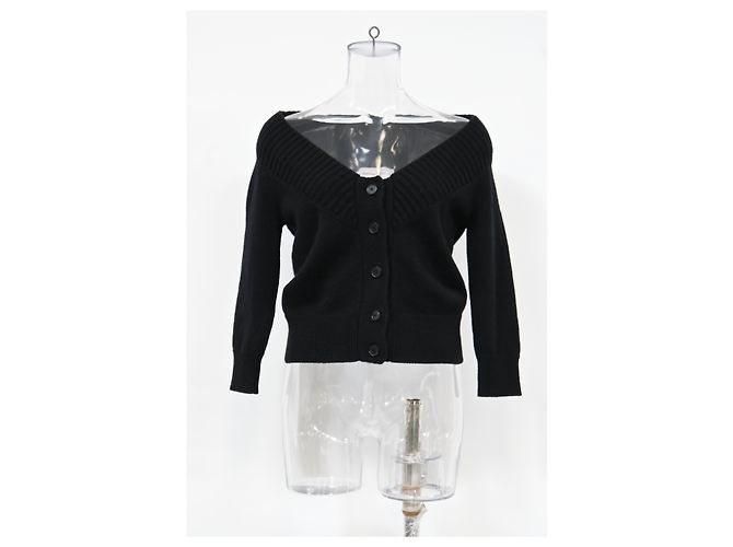 Weit geschnittene V-Ausschnitt-Cardigan von Alexander McQueen aus schwarzer Wolle - Ansicht 6