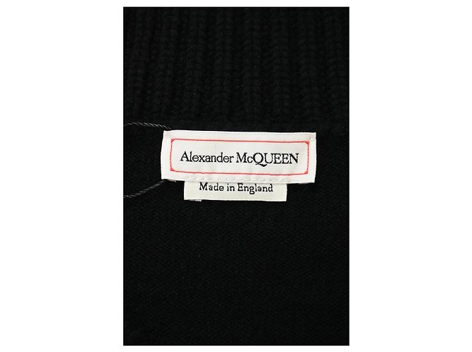 Weit geschnittene V-Ausschnitt-Cardigan von Alexander McQueen aus schwarzer Wolle - Ansicht 9
