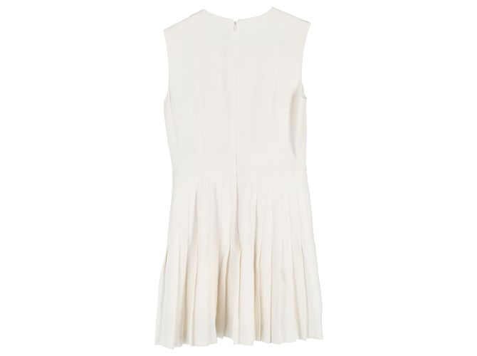 Ärmelloses Mini-Kleid von Alexander McQueen aus cremefarbenem Polyester Weiß Roh - Ansicht 2