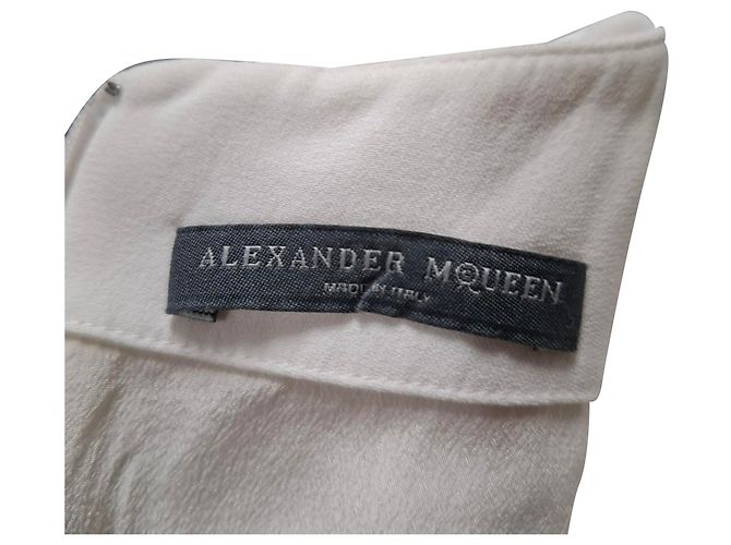 Ärmelloses Mini-Kleid von Alexander McQueen aus cremefarbenem Polyester Weiß Roh - Ansicht 3