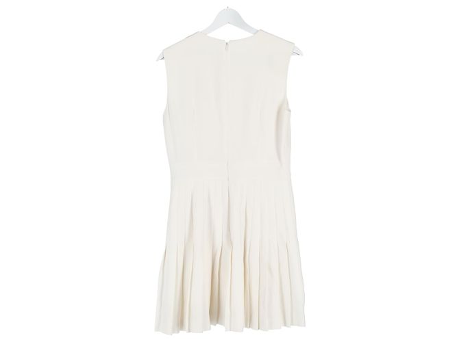 Ärmelloses Mini-Kleid von Alexander McQueen aus cremefarbenem Polyester Weiß Roh - Ansicht 5