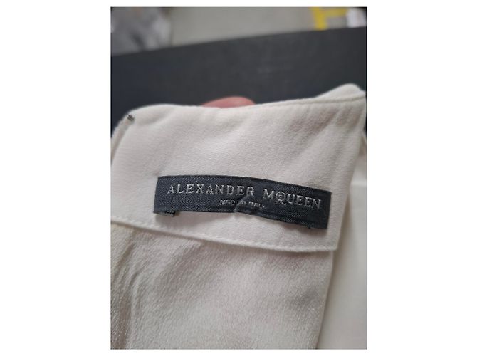 Ärmelloses Mini-Kleid von Alexander McQueen aus cremefarbenem Polyester Weiß Roh - Ansicht 6