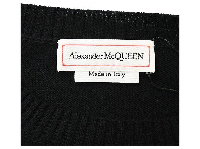 Alexander Mcqueen Suéter de lana negra de ganchillo arrugado Negro - vista 4