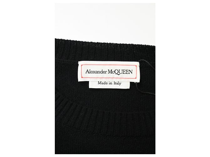 Alexander Mcqueen Suéter de lana negra de ganchillo arrugado Negro - vista 9