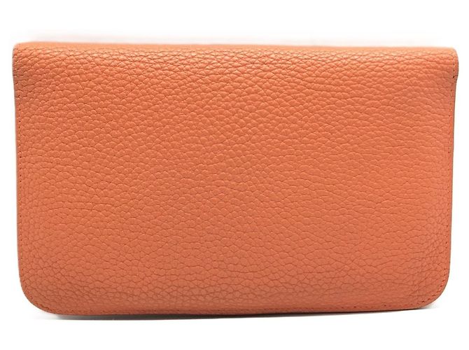 Pochette in pelle Taurillon Clémence Dogon GM di Hermès Arancione - vista 2