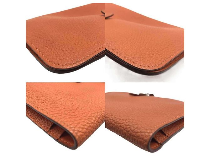 Pochette in pelle Taurillon Clémence Dogon GM di Hermès Arancione - vista 3