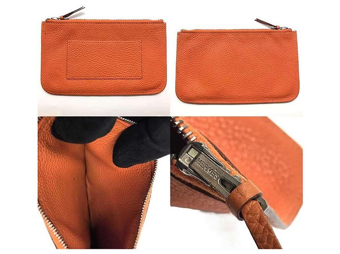 Pochette in pelle Taurillon Clémence Dogon GM di Hermès Arancione - vista 4