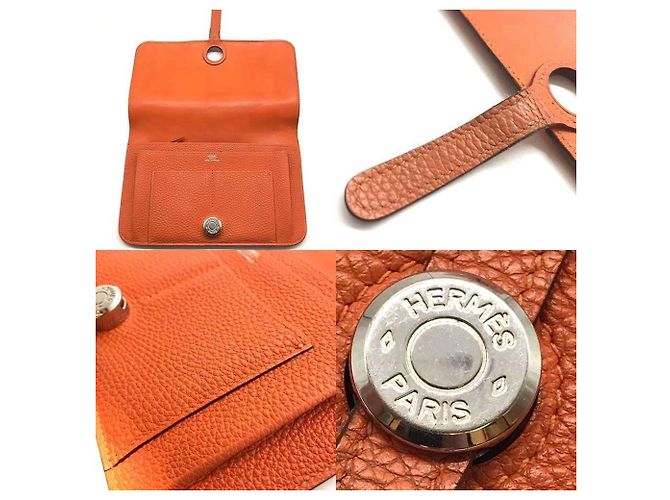 Pochette in pelle Taurillon Clémence Dogon GM di Hermès Arancione - vista 6