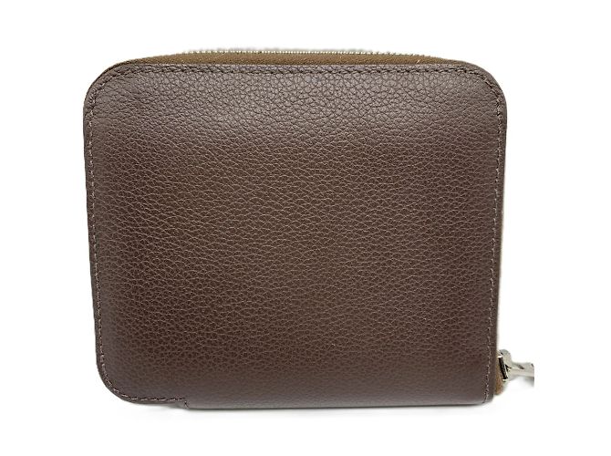 Hermès Billetera compacta bi-fold de seda Hermes Azap Castaño - vista 2