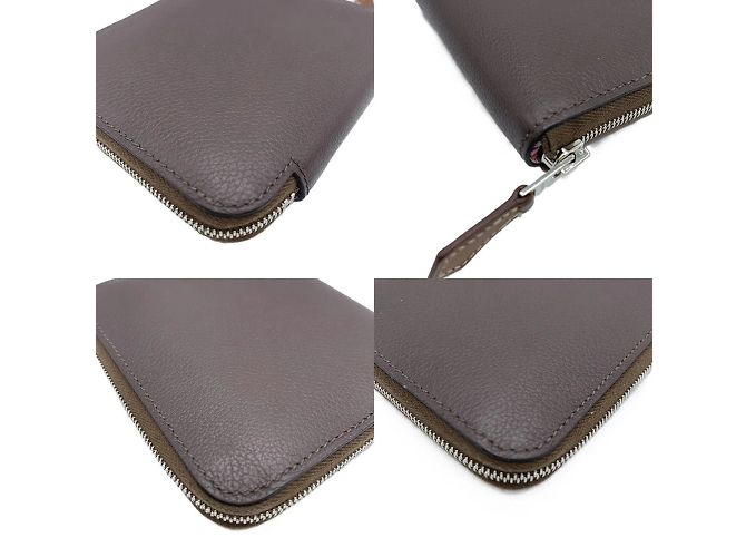 Hermès Billetera compacta bi-fold de seda Hermes Azap Castaño - vista 3